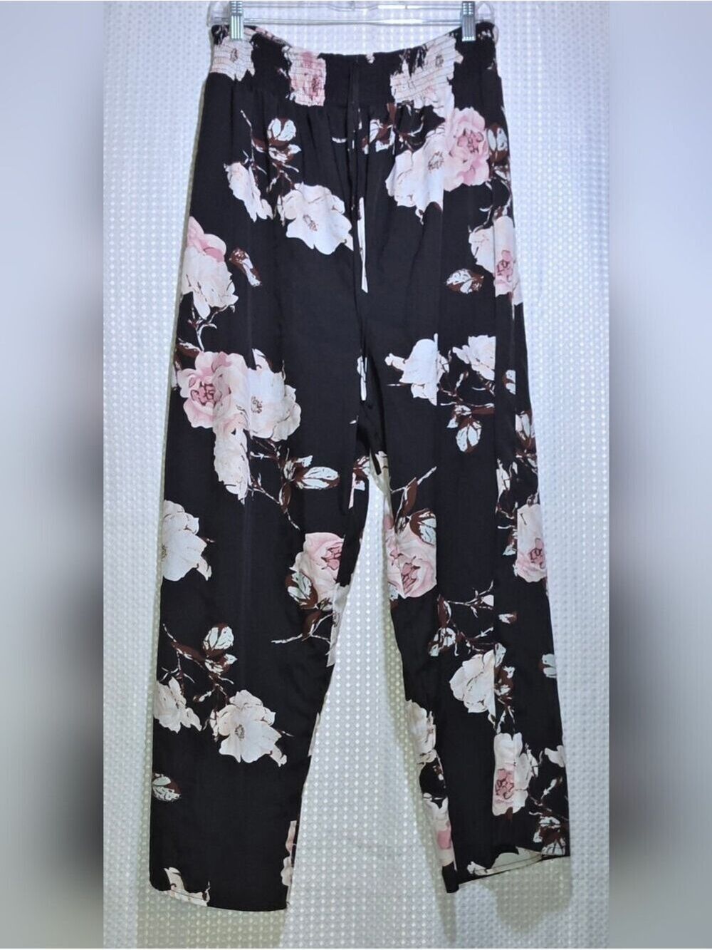 Romantic Floral Palazzo Pants Wide Leg Boho Resort Vacation Cottagecore Size L - Picture 3 of 15